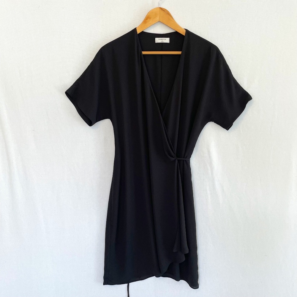ARITZIA BABATON Women’s Medium Wallace Wrap Dress Black Short Sleeve